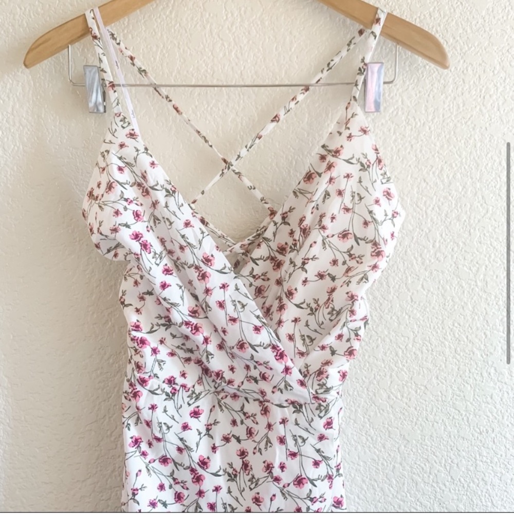 Floral Midi Dress with Strappy Back